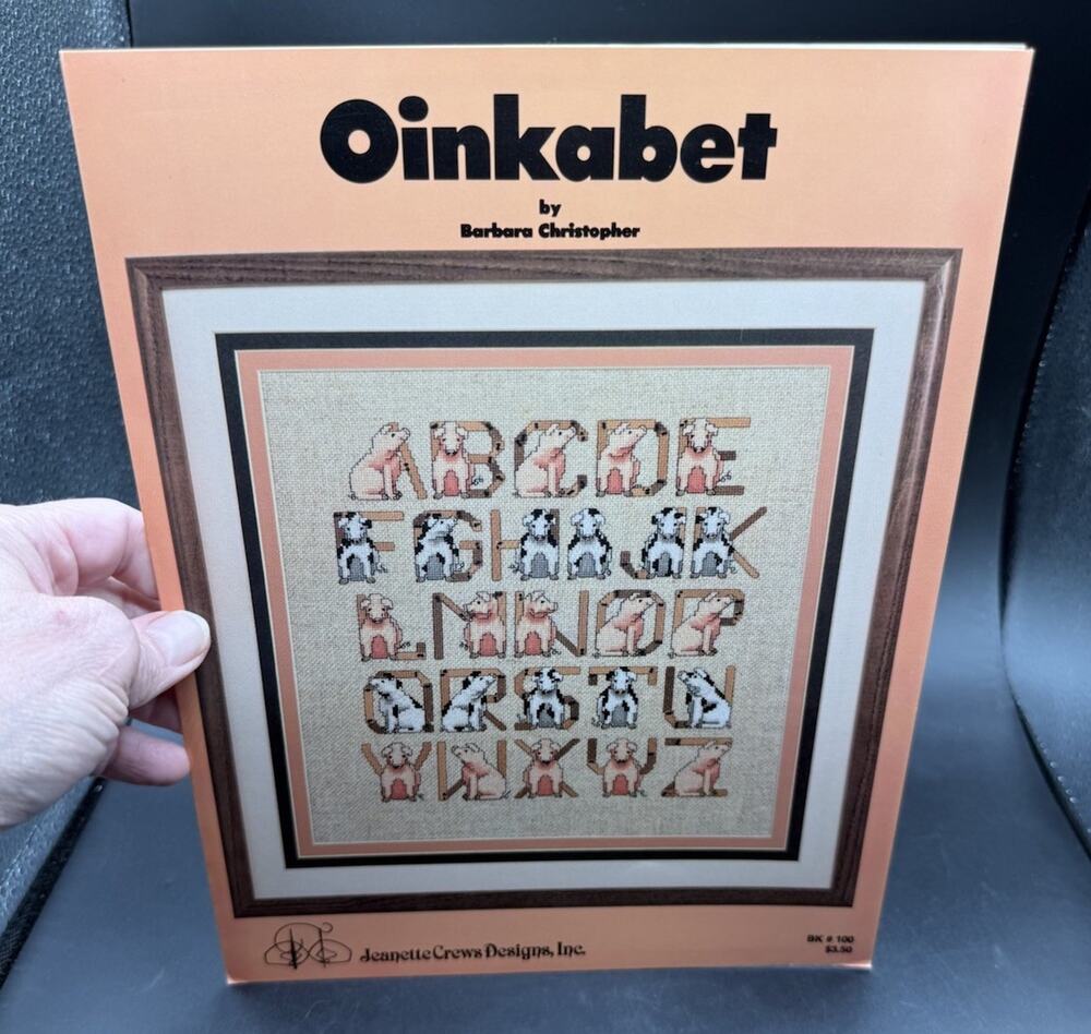 Jeanette Crews Designs Oinkabet Pig Alphabet Counted Cross Stitch Pattern 1980’s